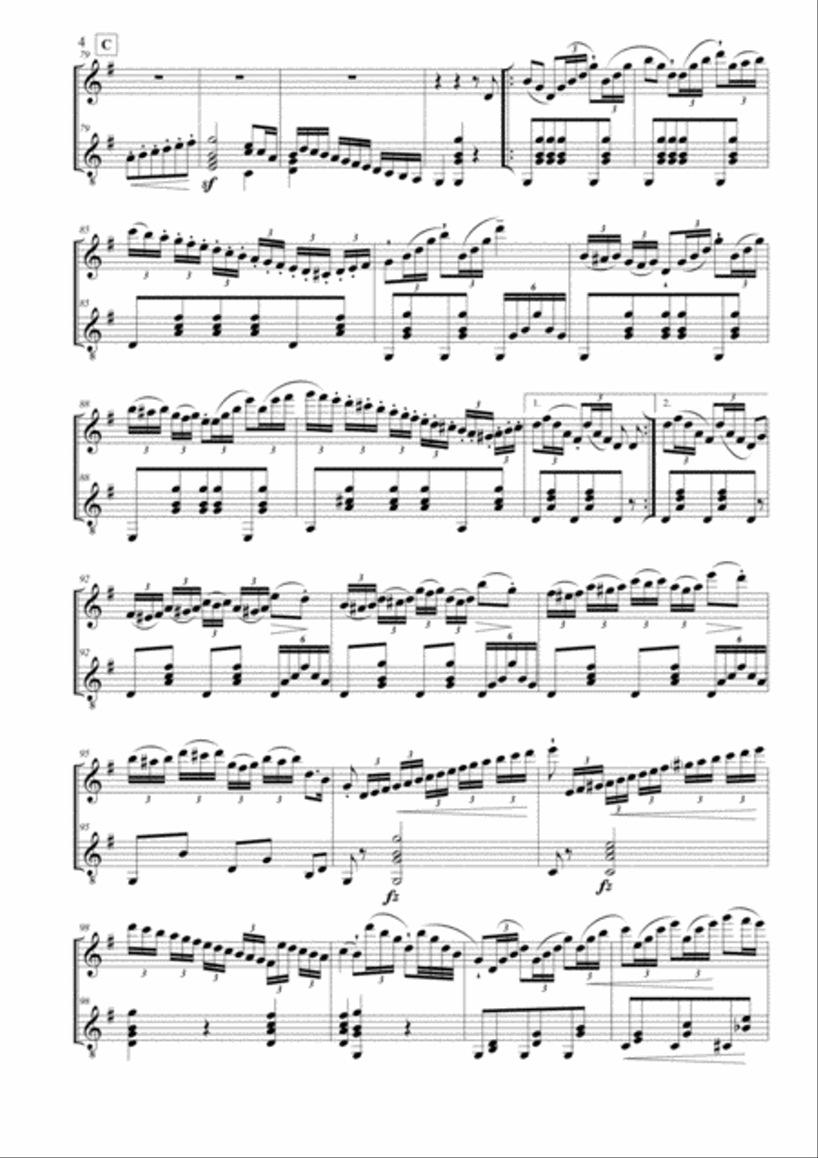 Kaspar Kummer Amusements for Flute and Guitar Flute scores gallery preview page 4