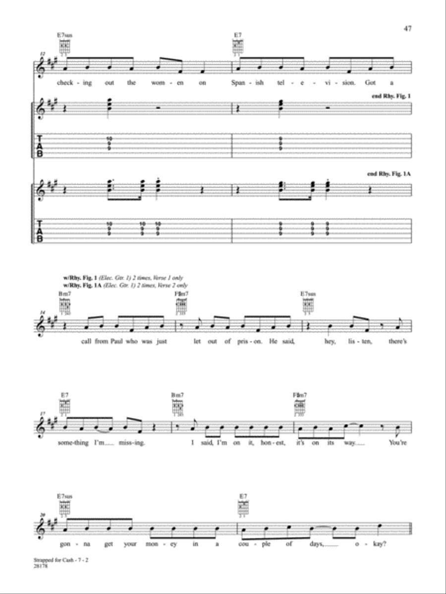 Strapped For Cash Guitar Tablature scores gallery preview page 2
