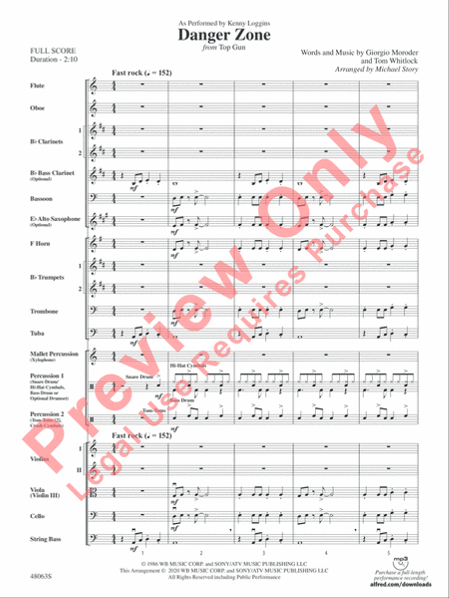 Danger Zone from Top Gun Danger Zone from Top Gun Full Orchestra scores gallery preview page 4