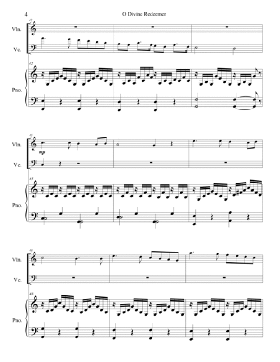 O Divine Redeemer violin cello and piano O Divine Redeemer violin cello and piano Piano Trio scores gallery preview page 4