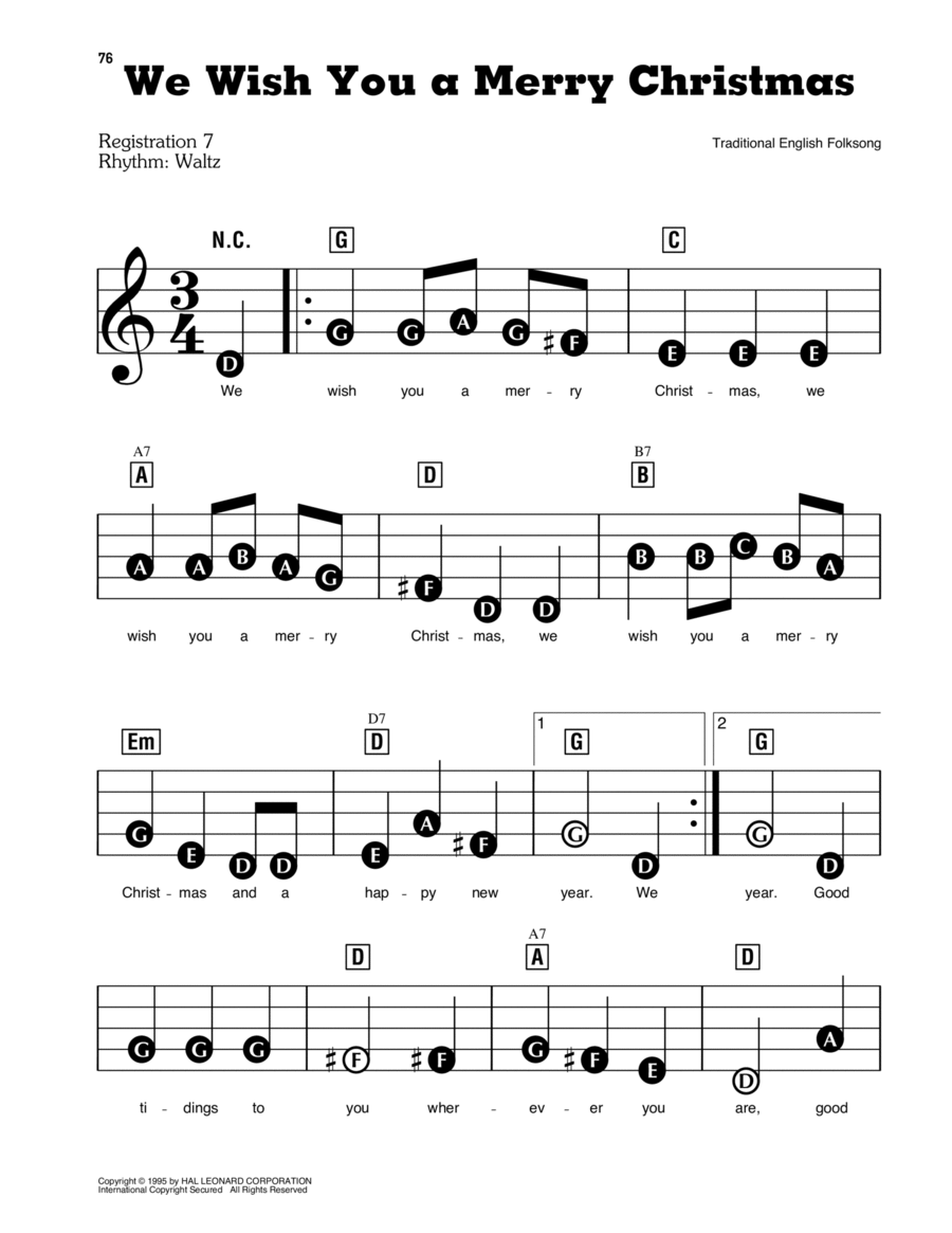 We Wish You A Merry Christmas Electronic Keyboard scores gallery preview page 1