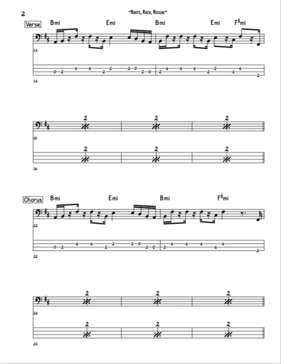 Roots, Rock, Reggae Bass Guitar scores gallery preview page 2