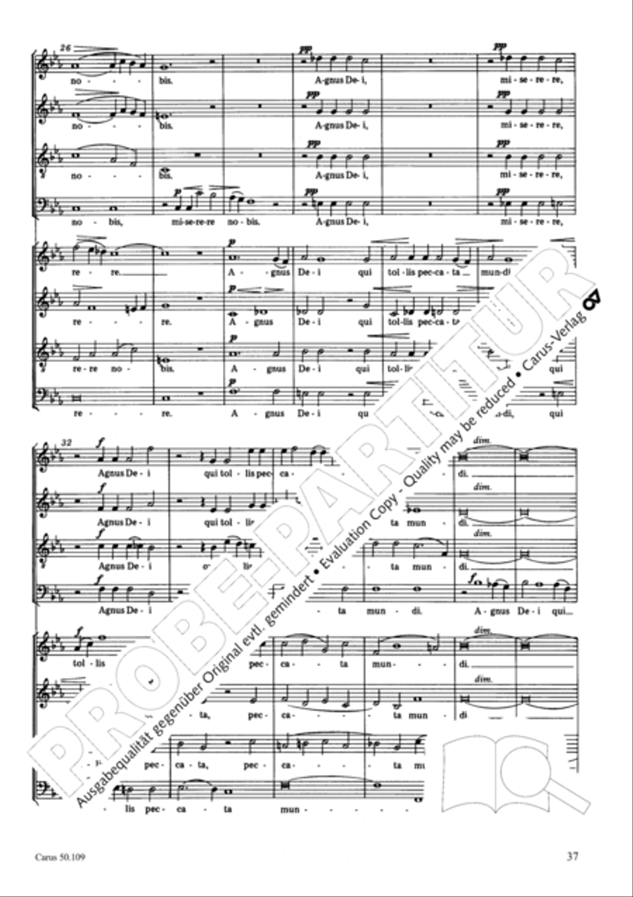 Mass in E flat major (Messe in Es) 4-Part scores gallery preview page 38