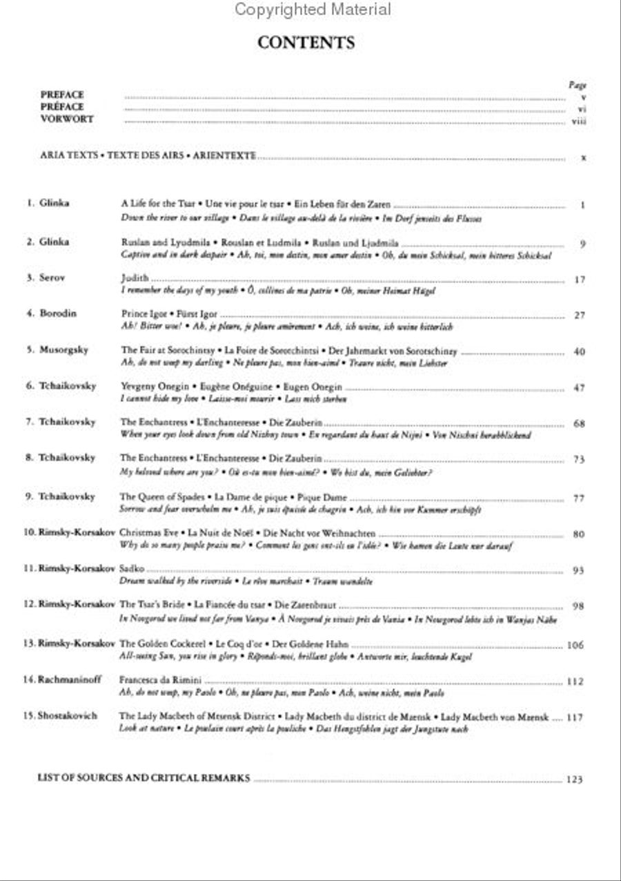 Russian Operatic Arias for Soprano and Piano Voice Solo scores gallery preview page 2