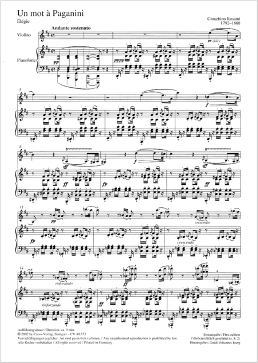 Un mot a Paganini. Elegie Violin Solo scores gallery preview page 2