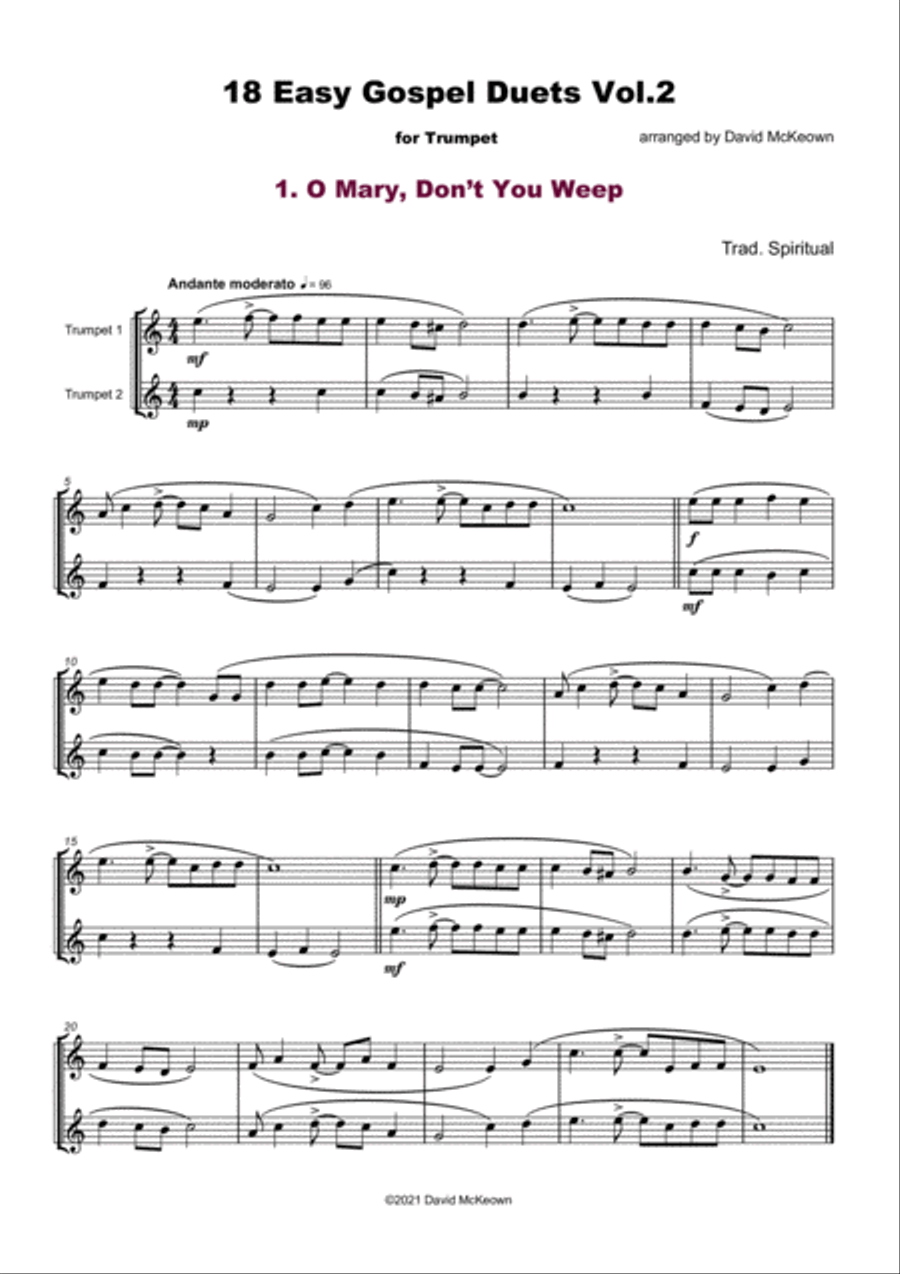 18 Easy Gospel Duets Vol.2 for Trumpet Trumpet Duet scores gallery preview page 3