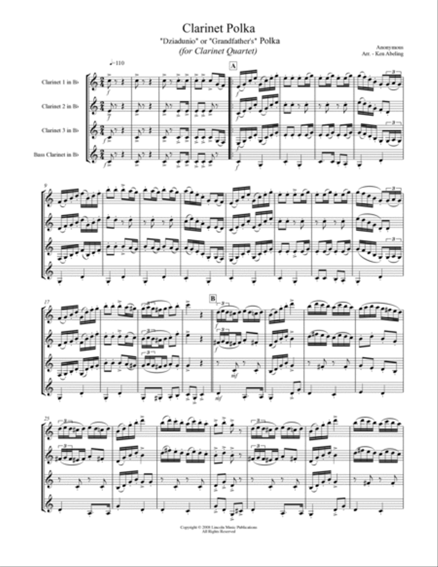 Clarinet Polka (for Clarinet Quartet) Clarinet Quartet scores gallery preview page 2