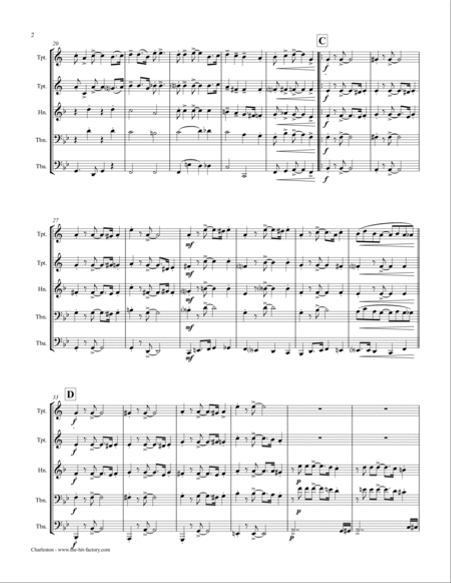 Charleston - 20ths Classic - Brass Quintet - Bb Brass Quintet scores gallery preview page 2