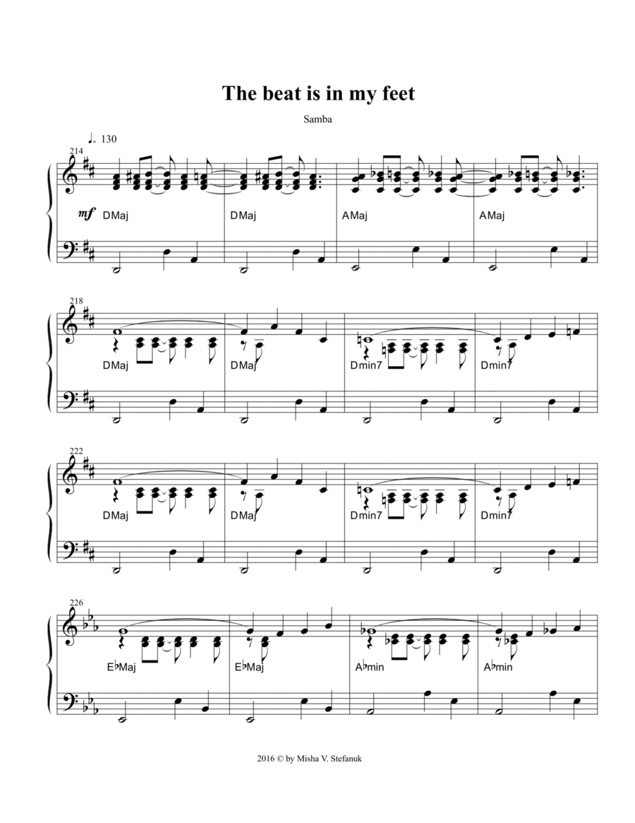 Samba, The Beat is in My Feat Easy Piano scores gallery preview page 1