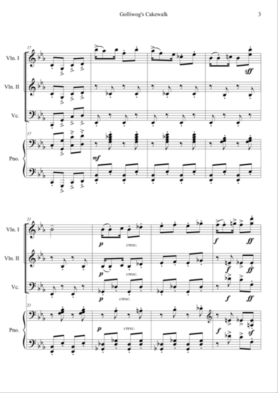 Golliwog's Cakewalk (Children's Corner No.5) Piano Quartet scores gallery preview page 3