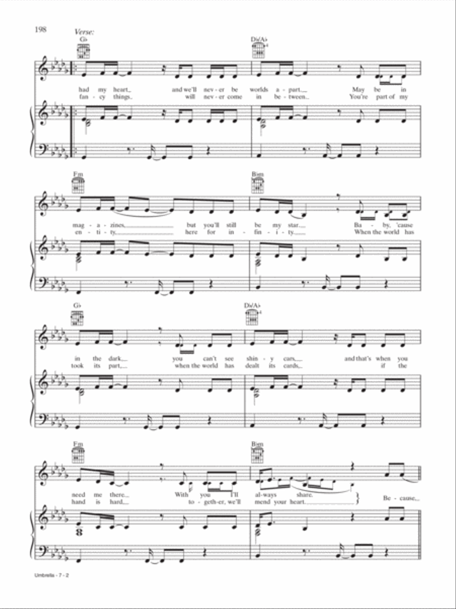 Umbrella Umbrella Piano, Vocal, Guitar scores gallery preview page 2
