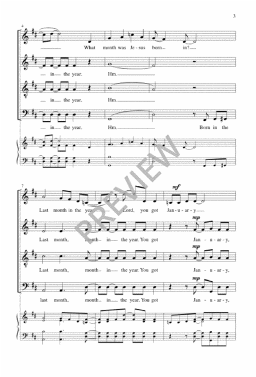 What Month Was Jesus Born In? 4-Part scores gallery preview page 3
