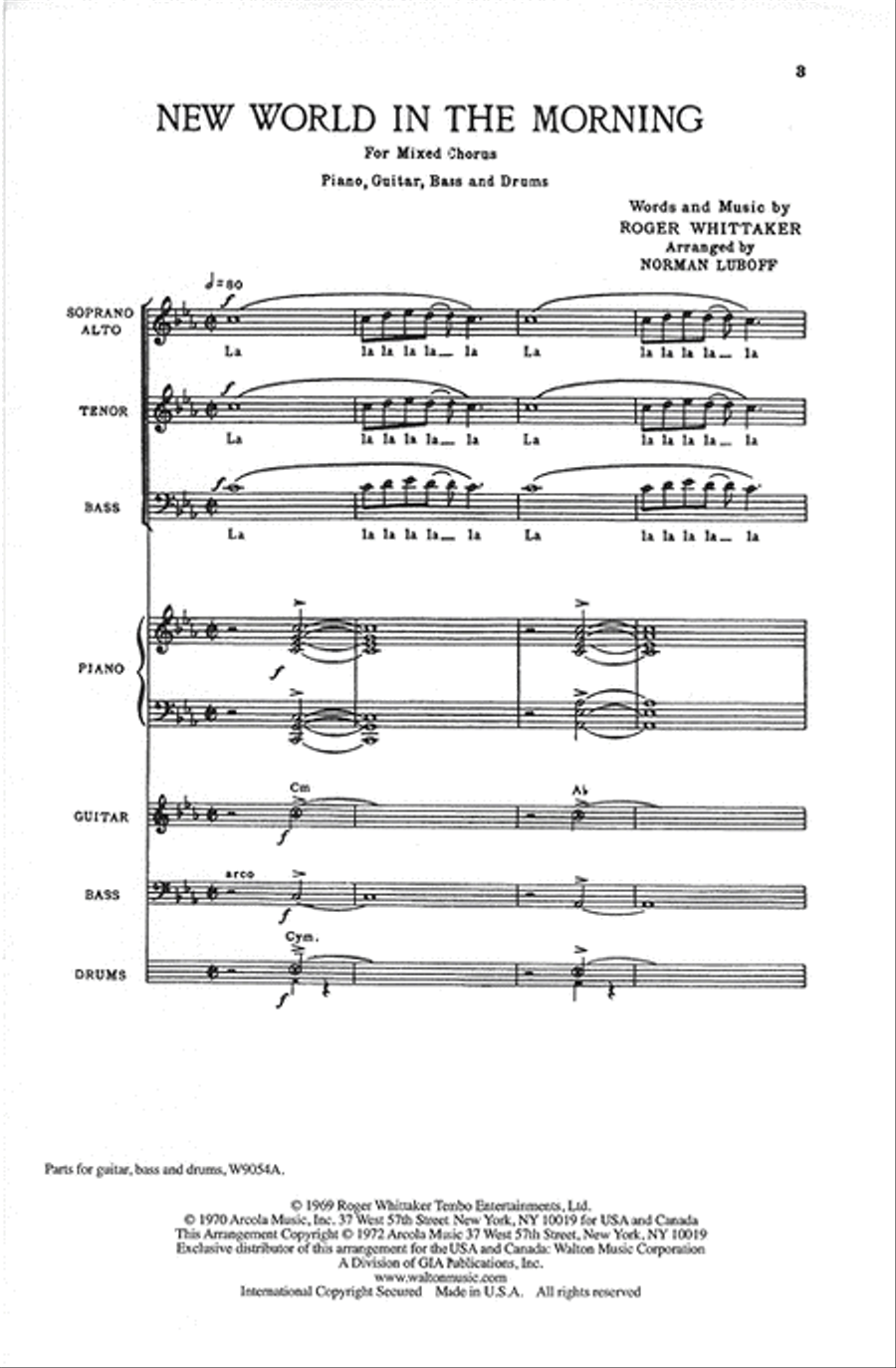 New World in the Morning (Vocal Score)