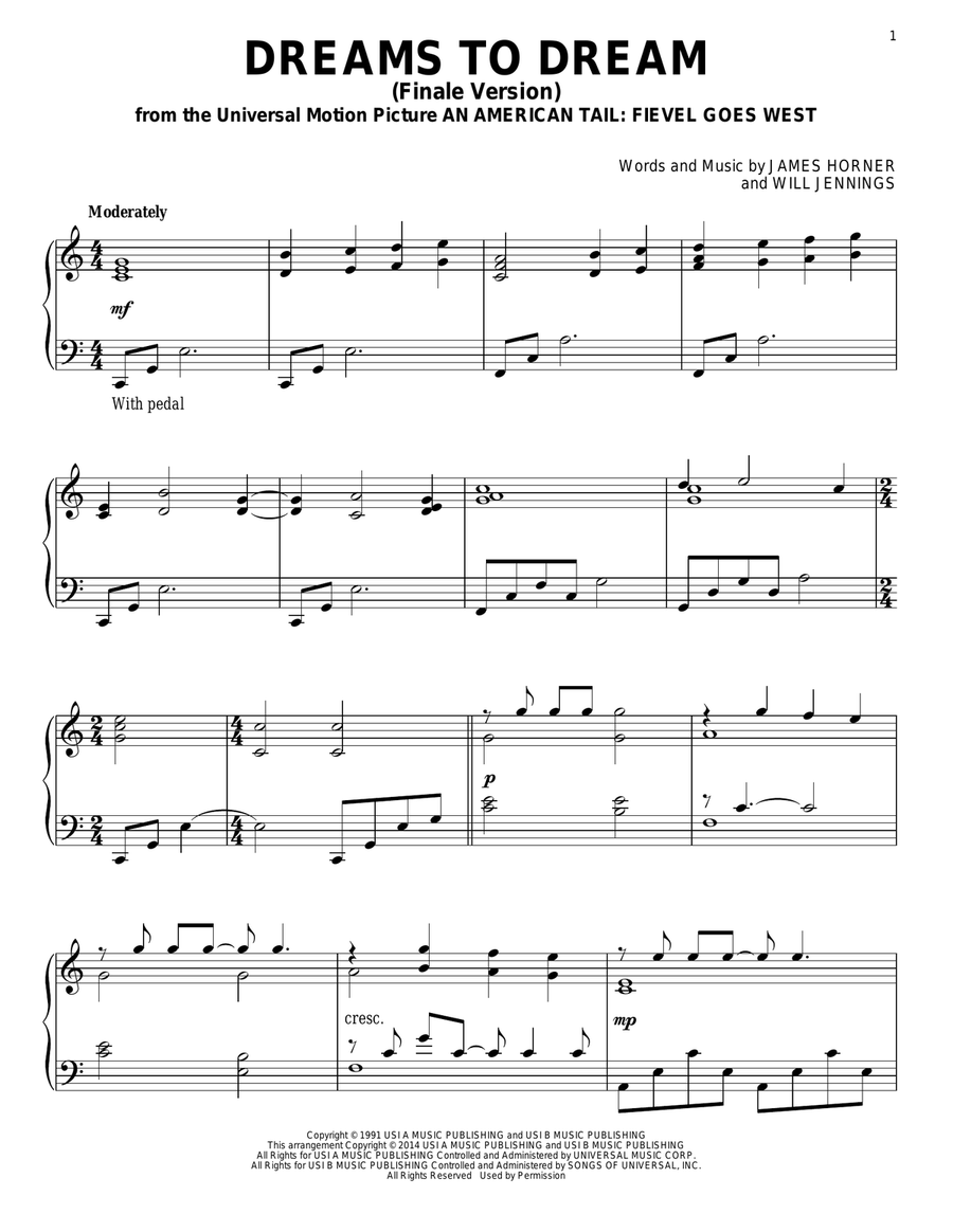 Dreams To Dream (Finale Version) Piano Solo scores gallery preview page 1
