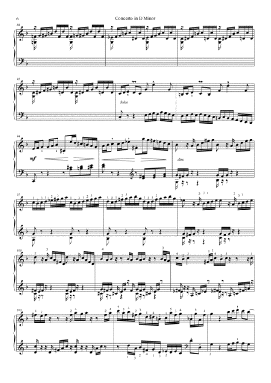 Concerto in D minor, BWV 1052 Piano Solo scores gallery preview page 6