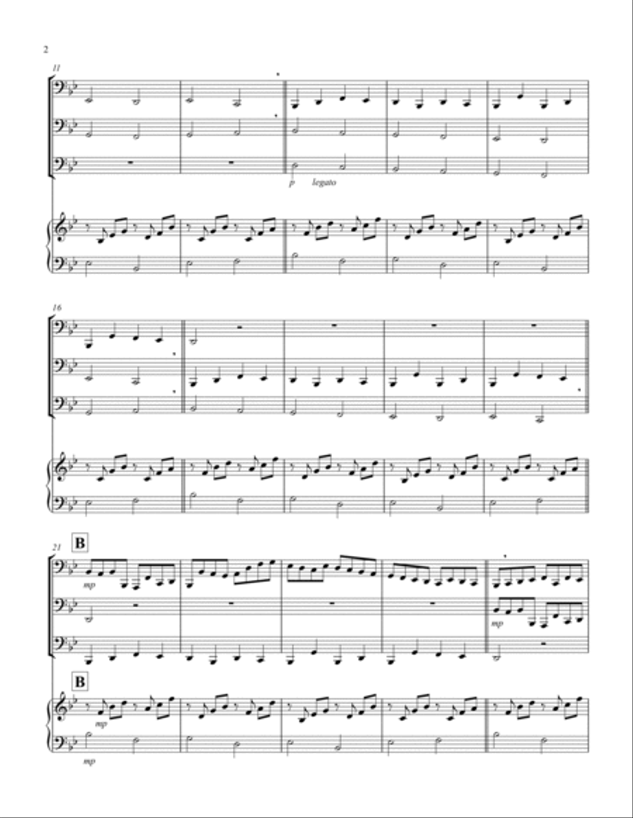 Canon (Pachelbel) (Bb) (Tuba Trio, Keyboard) Brass Trio scores gallery preview page 2