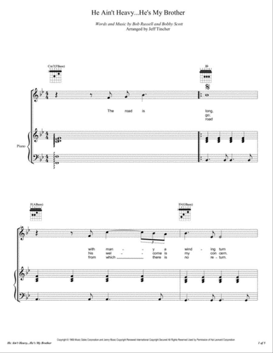He Ain't Heavy, He's My Brother Voice scores gallery preview page 2