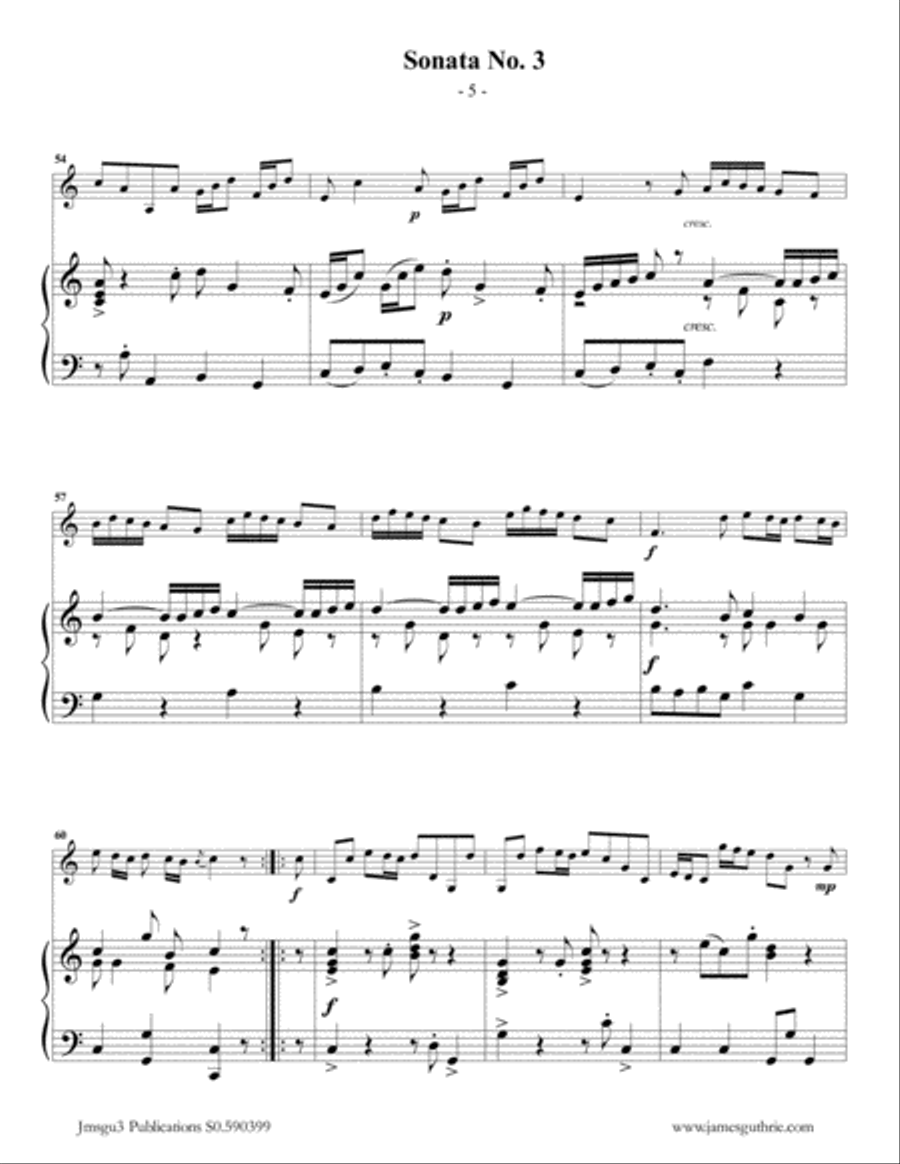 Vivaldi: Sonata No. 3 for Guitar & Piano Classical Guitar scores gallery preview page 5