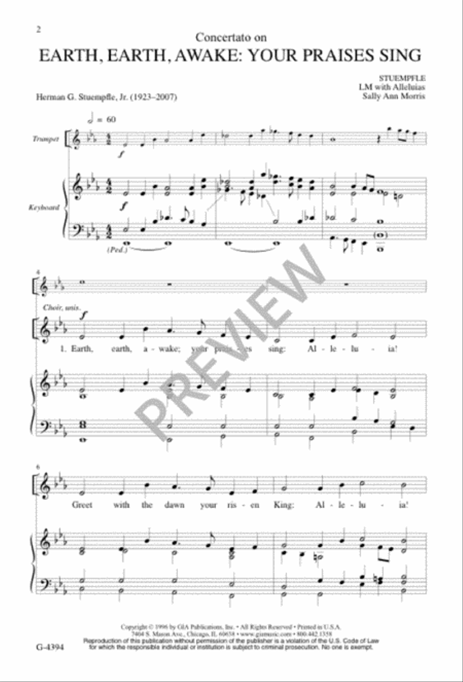 Earth, Earth, Awake: Your Praises Sing 4-Part scores gallery preview page 2
