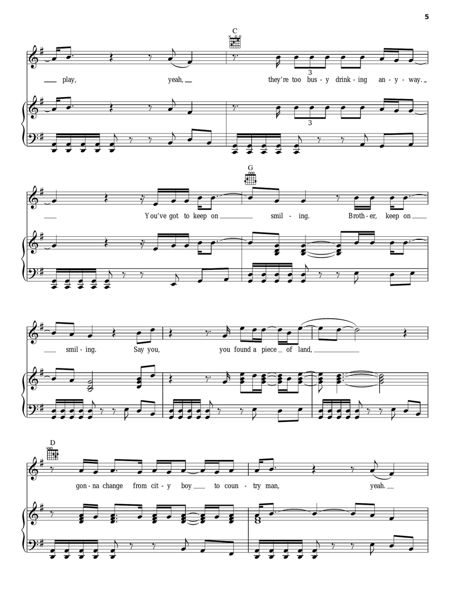 Keep On Smilin' Piano, Vocal, Guitar scores gallery preview page 5
