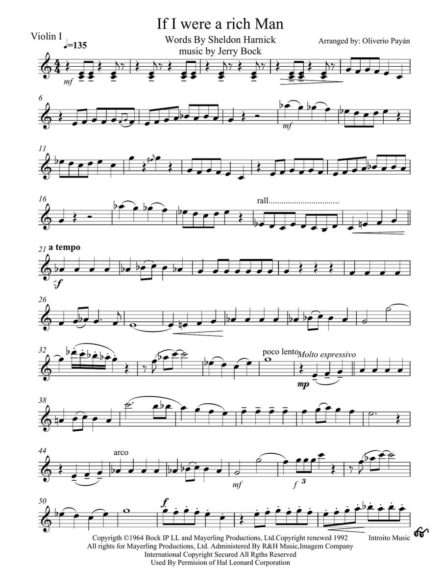 If I Were A Rich Man String Quartet scores gallery preview page 6