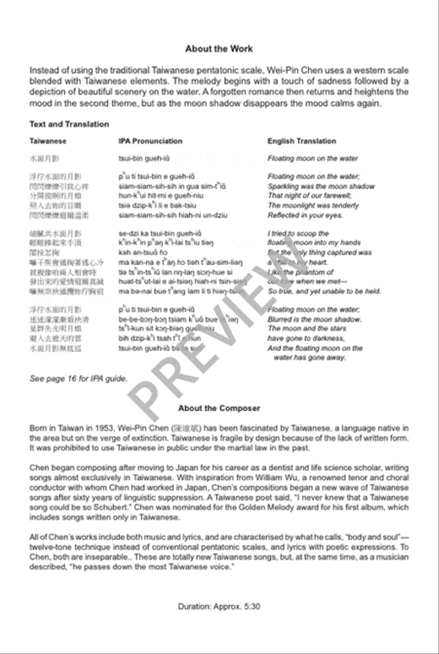 Floating Moon on the Water (SATB) 4-Part scores gallery preview page 3