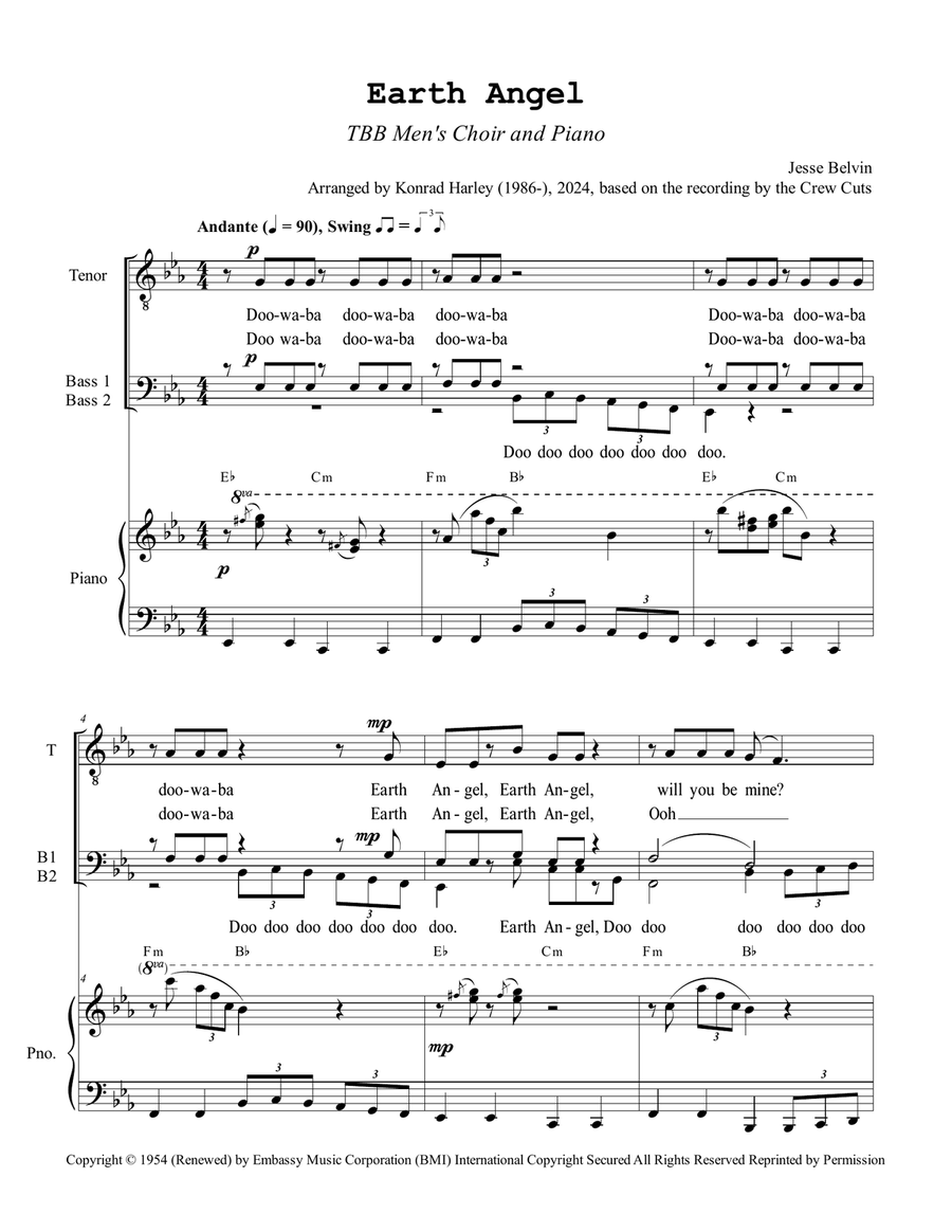 Earth Angel 3-Part scores gallery preview page 1