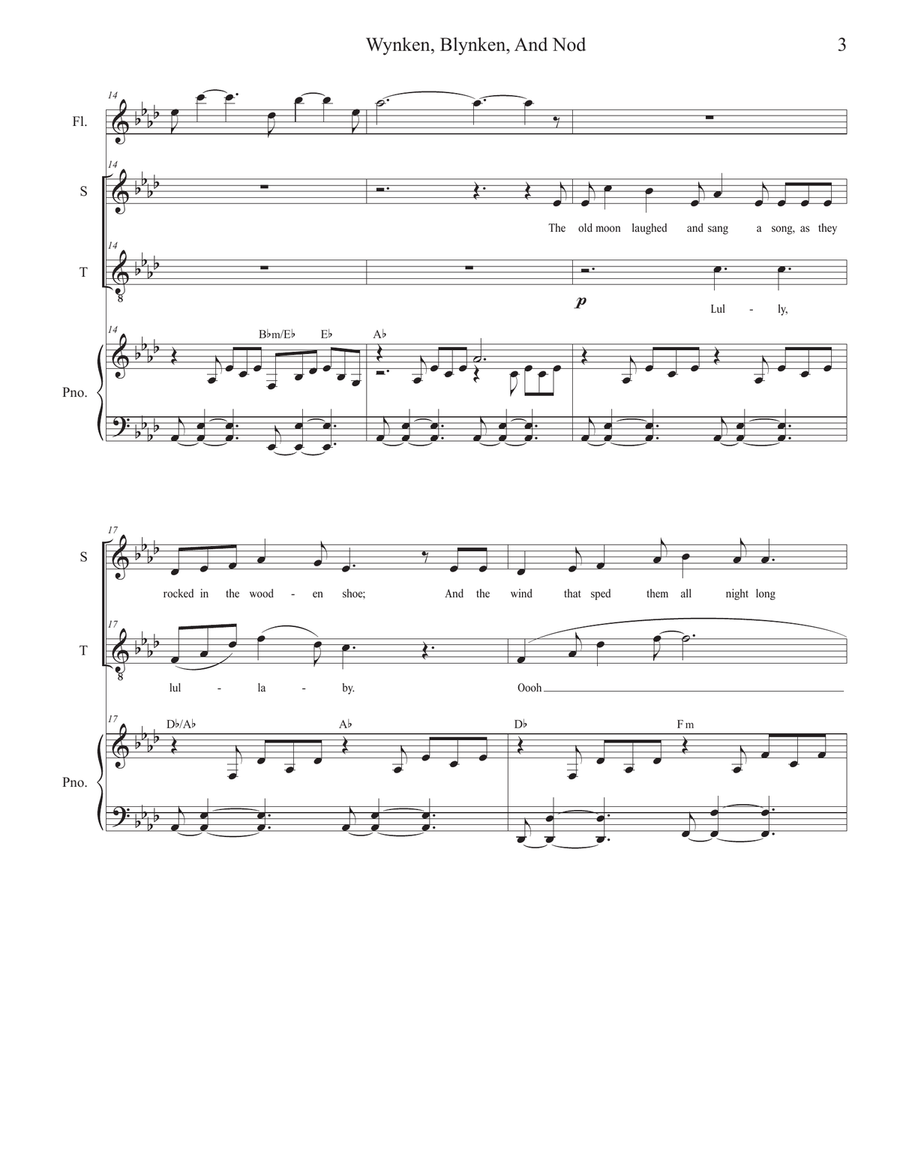 Wynken, Blynken, And Nod (Duet for Soprano and Tenor solo) Tenor Voice scores gallery preview page 3