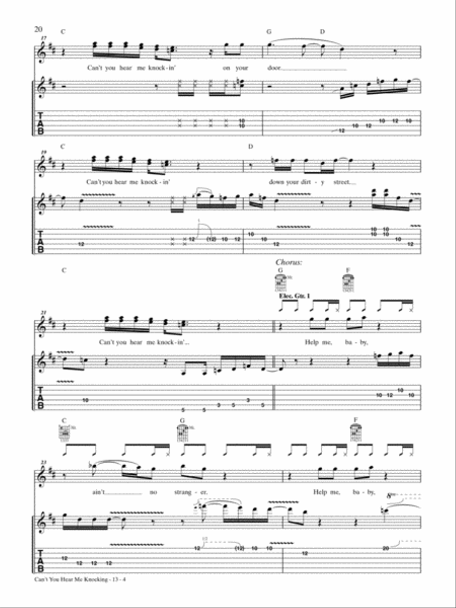 Can't You Hear Me Knocking Guitar Tablature scores gallery preview page 4