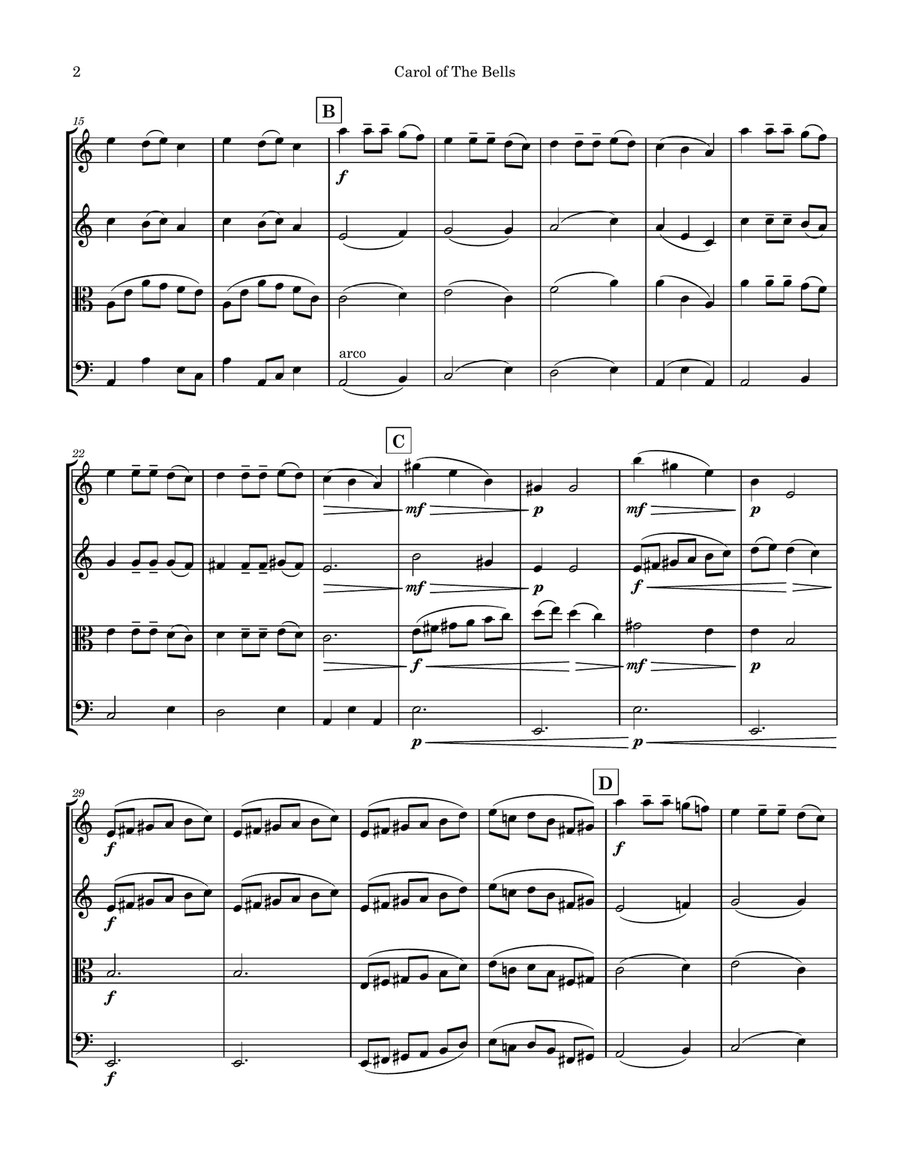Carol of the Bells String Quartet String Quartet scores gallery preview page 3