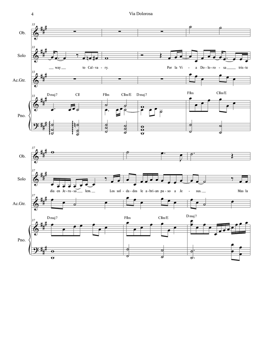 Via Dolorosa Piano, Vocal scores gallery preview page 4
