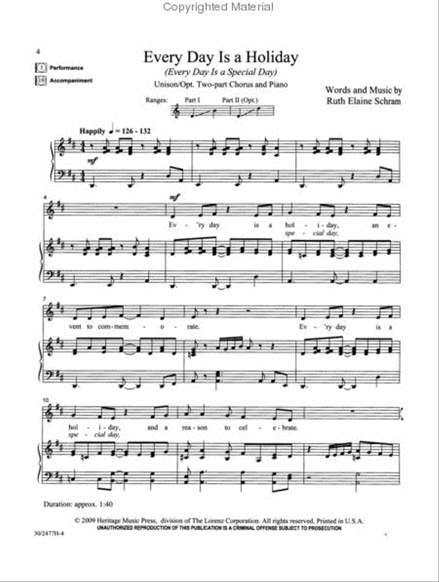 Every Day's a Holiday! Unison Choir scores gallery preview page 2