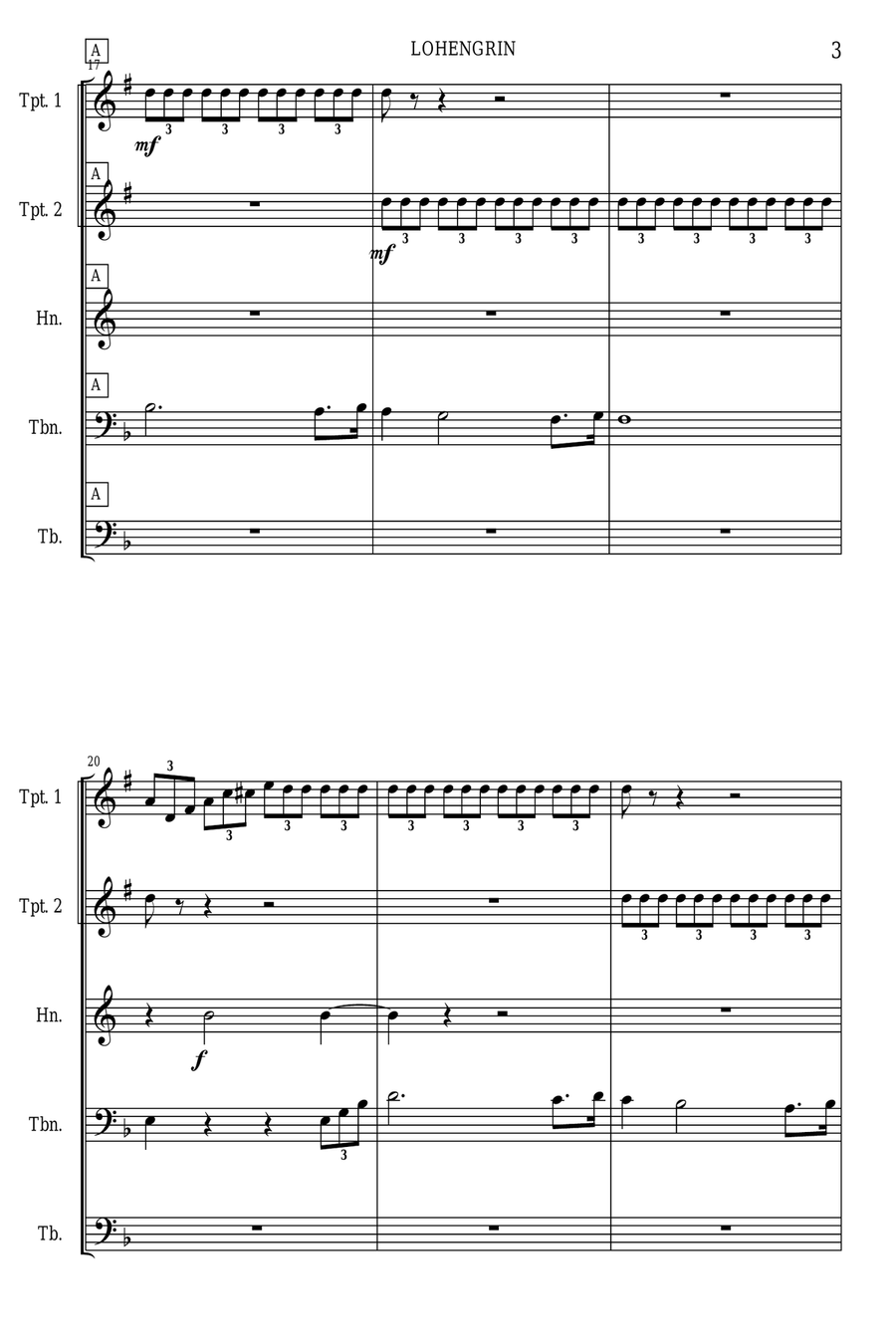 Lohengrin -prelude to act III Brass Quintet scores gallery preview page 5