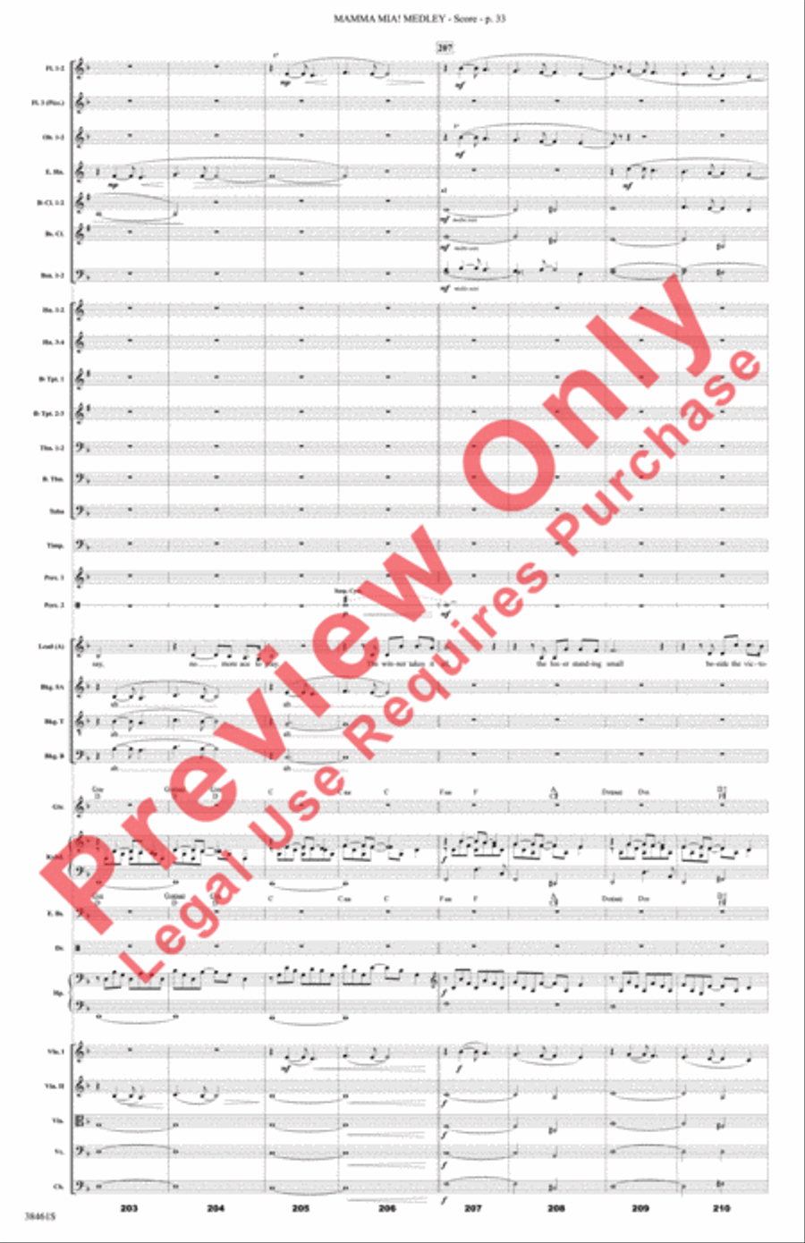 Mamma Mia! Medley Full Orchestra scores gallery preview page 34