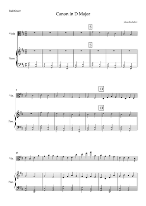 Canon in D Major (Johann Pachelbel) for Viola Solo and Piano Accompaniment