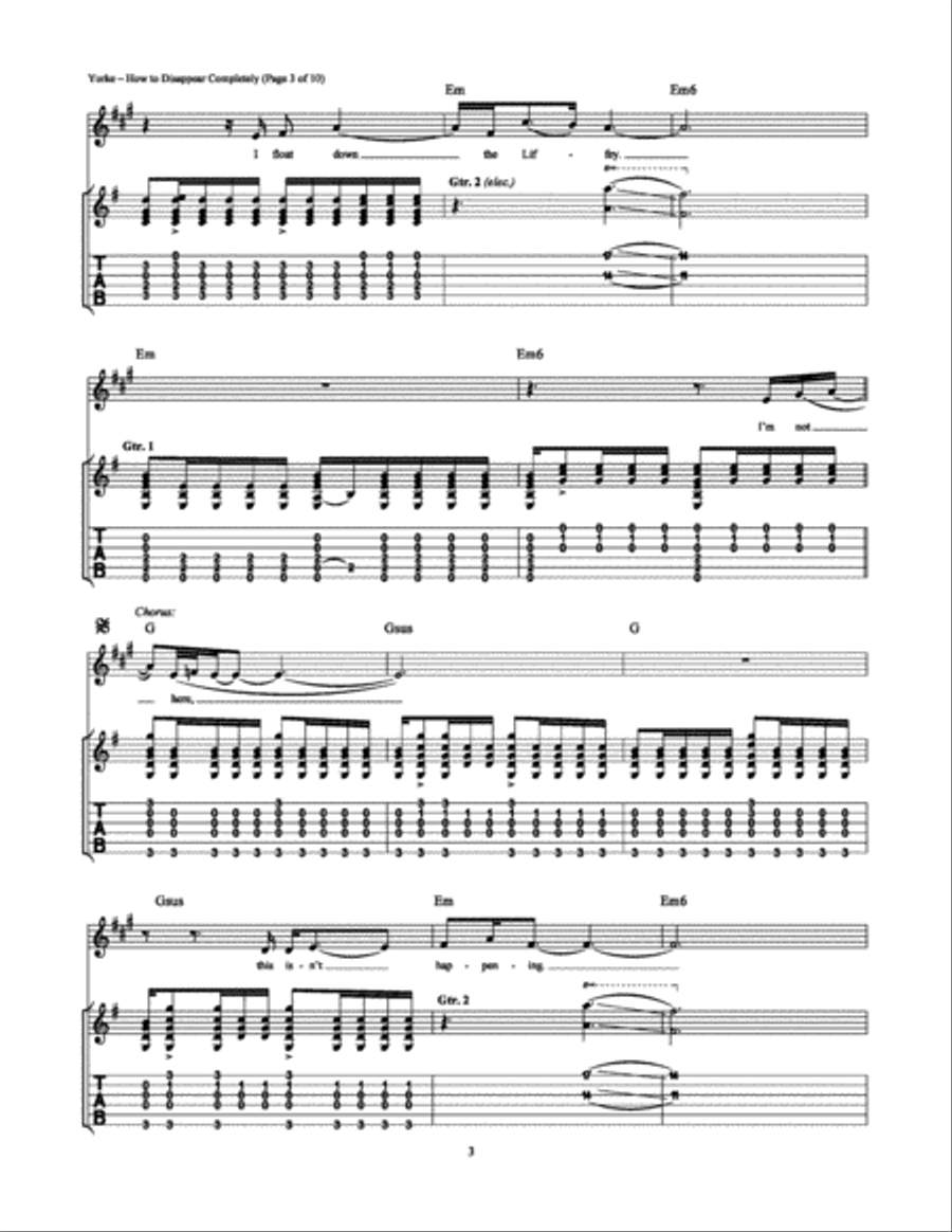 How to Disappear Completely Electric Guitar scores gallery preview page 3