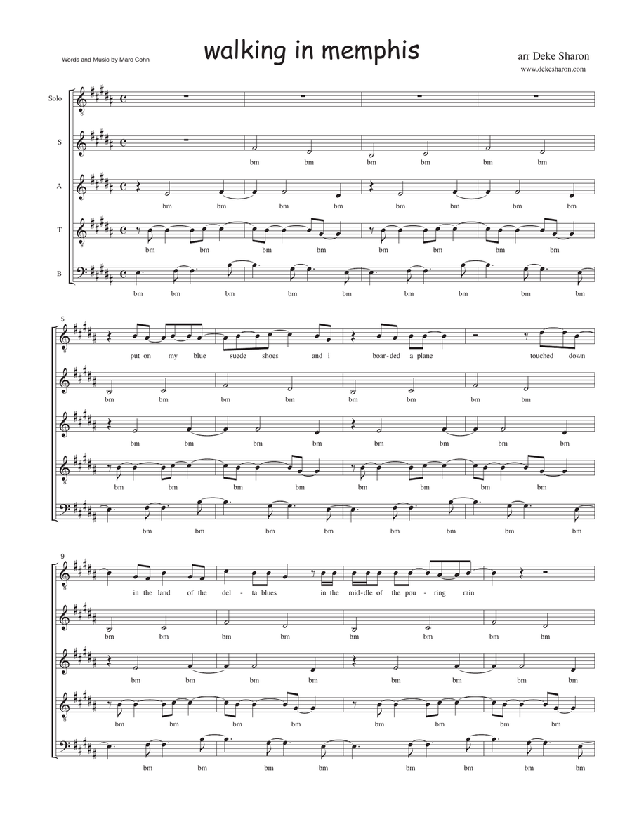 Walking In Memphis 4-Part scores gallery preview page 1