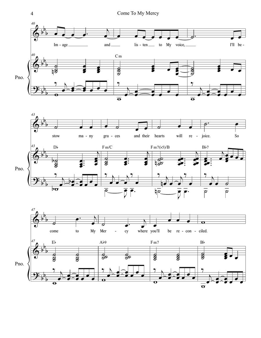 Come To My Mercy (Vocal Solo) Piano, Vocal scores gallery preview page 4
