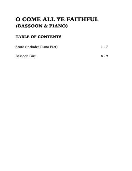 O Come All Ye Faithful (Bassoon and Piano) image number null