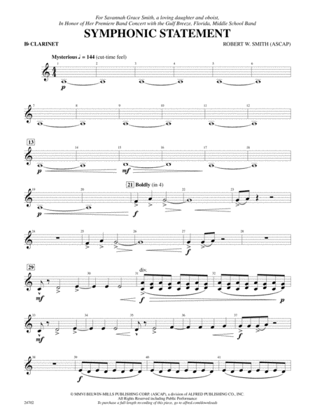 Symphonic Statement: 1st B-flat Clarinet