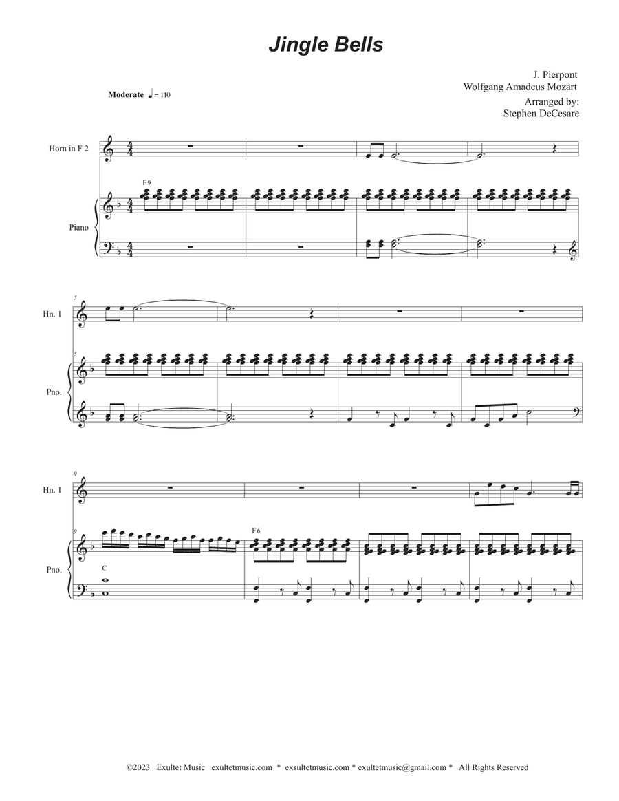 Jingle Bells (French Horn Duet) Brass Duet scores gallery preview page 1