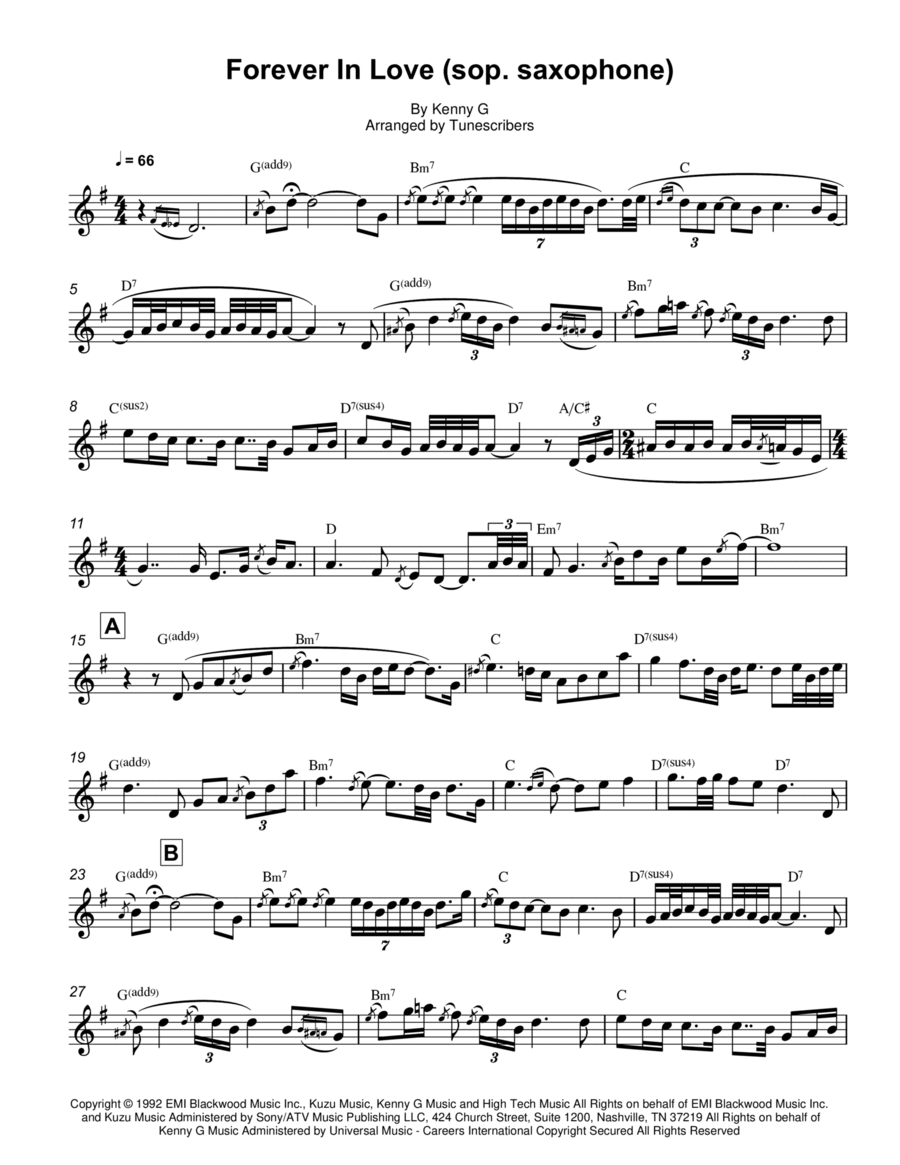Forever In Love Forever In Love Soprano Saxophone scores gallery preview page 1