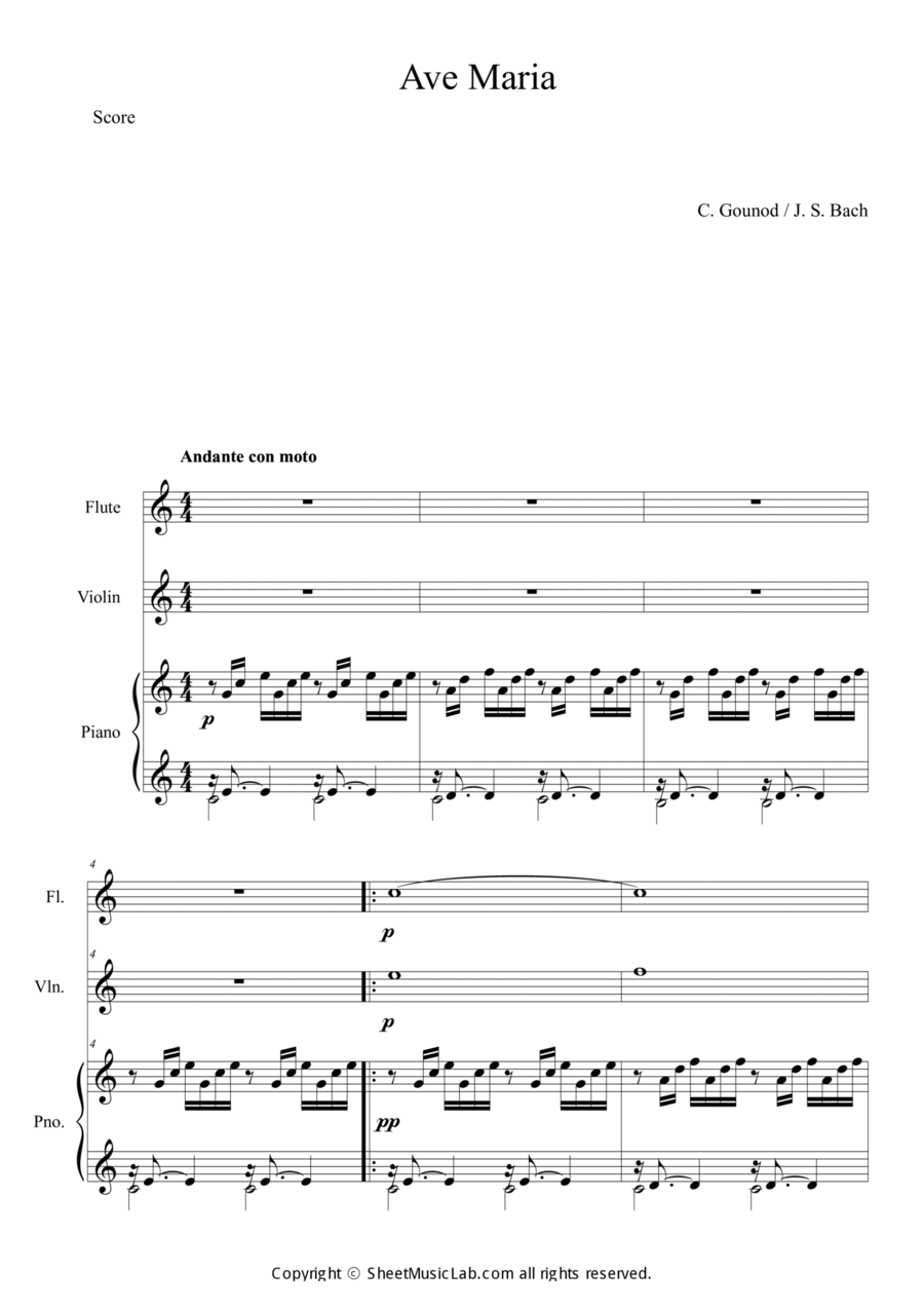 Ave Maria Ave Maria Flute scores gallery preview page 1
