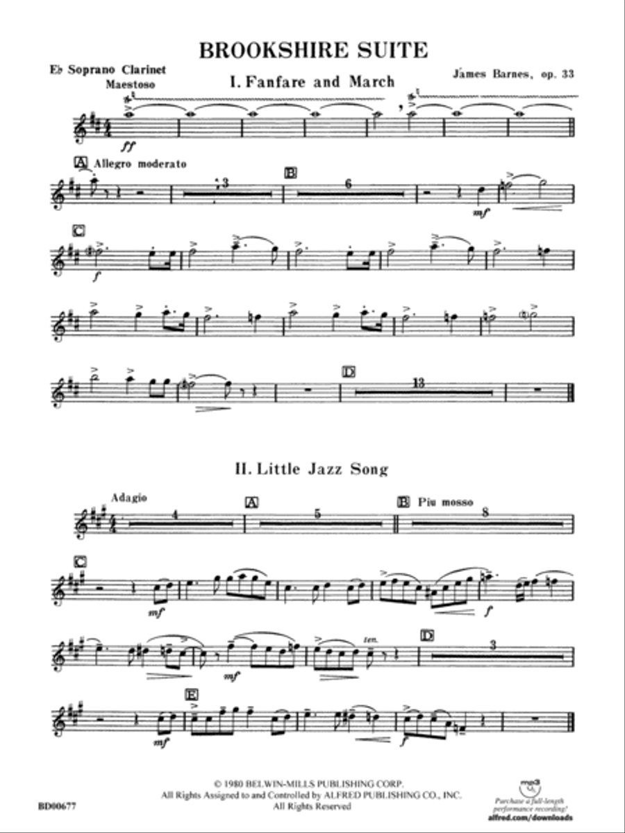 Brookshire Suite: E-flat Soprano Clarinet Concert Band scores gallery preview page 1