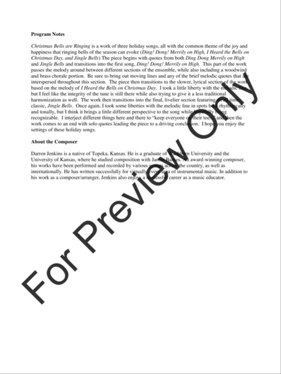 Christmas Bells Are Ringing Concert Band scores gallery preview page 3