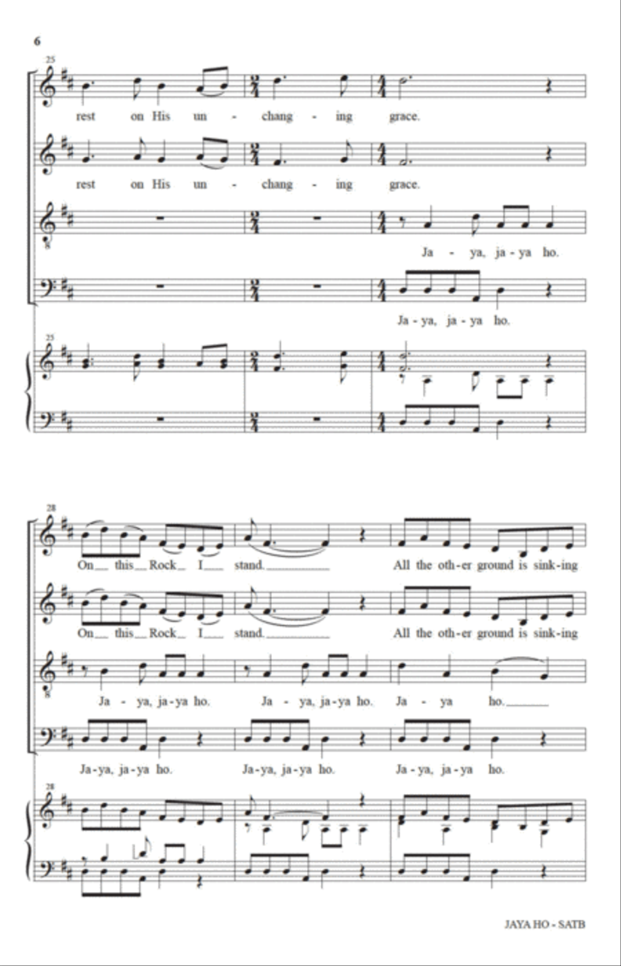 Jaya Ho (The Solid Rock) (arr. Diane Hannibal) 4-Part scores gallery preview page 5
