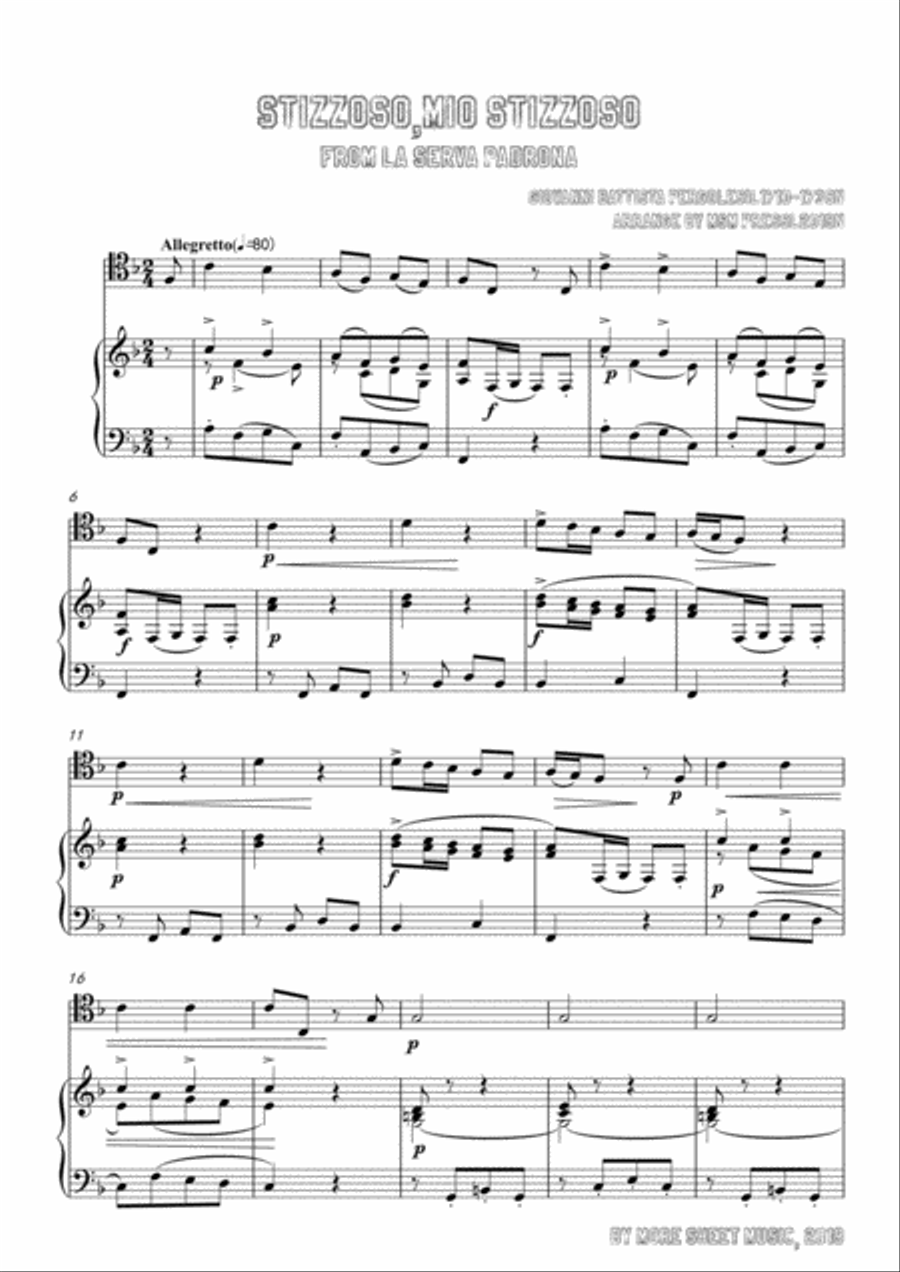 Pergolesi-Stizzoso,mio stizzoso,for Cello and Piano Piano scores gallery preview page 3