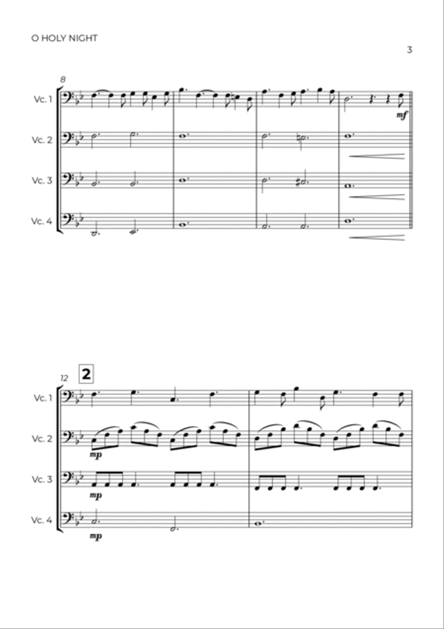 O Holy Night String Quartet scores gallery preview page 3