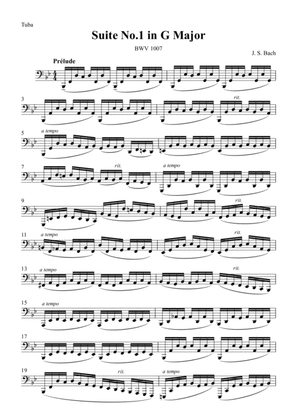 Book cover for Cello Suite No.1 Prelude for Tuba / J.S.Bach BWV1007