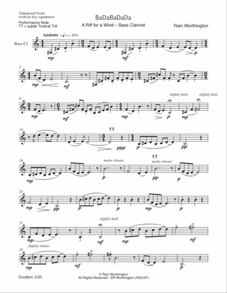 BaDaBaDaDa - for bass clarinet Bass Clarinet scores gallery preview page 3